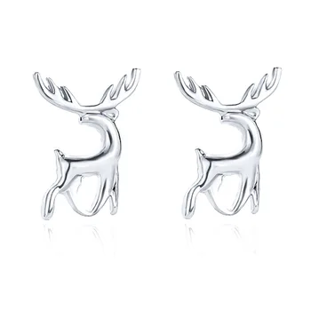 

2020 Statement Cute Reindeer Stud Earrings for Women Silver Color Studs Femme Earring Fashion Jewelry Reindeer Gifts Wholesase