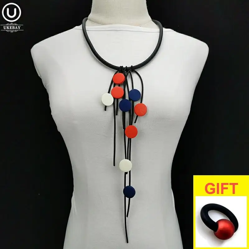 UKEBAY New Designer Multicolor Wood Jewelry Tassel Pendant Necklaces Women Choker Necklace Dress Accessories Jewellery Wholesale