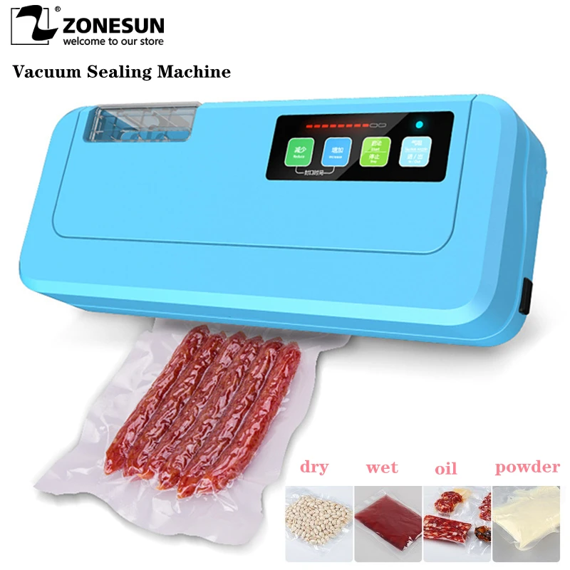US $89.99 ZONESUN P290 Househlod Food Vacuum Sealer Packaging Machine Film Sealer Vacuum packer Give Free Vacuum Bags for Tea Food Saver