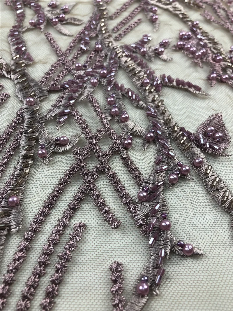 Роскошная африканская вышивка 3D цветок кружева ручной работы расшитый бисером кружевной тюль ткань для свадебной вечеринки платья хорошего качества H0217