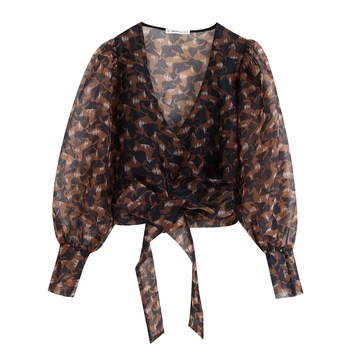 

Fashion zora organza Blouses Shirts Women lantern sleeve Fall Womens tops and blouses za vintage cropped Tops Womens clothes