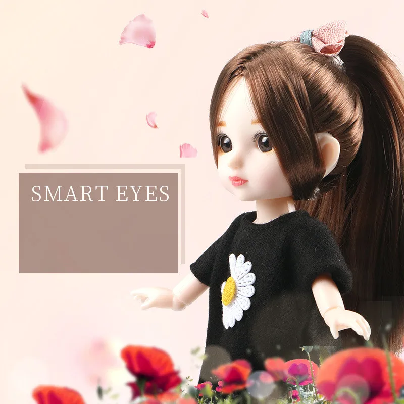 New 16cm BJD Doll Student Dress Set 13 Joints Movable Fashion Girl Toy 3D Eyes Free Accessories 1/12 Children's Play House Gift