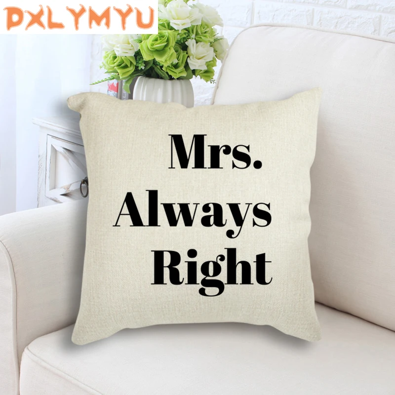 Polyester Linen Family Quote Cushion Text Pillow Decorative Cushion for