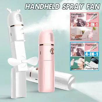 

4 In 1 Foldable Handheld Humidifier Fan USB Electric Mini Water Spray Air Cooler Steamed Face Humidifier 1200mAh