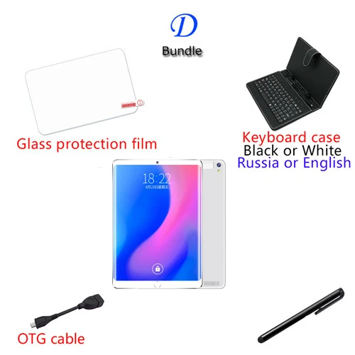 D 13MP камера Android 9,0, 10,1 дюймов, 4G LTE телефон, планшетный ПК, 10 ядер ОЗУ, 8 Гб ПЗУ, 64 ГБ, 128 ГБ, 1920*1200, ips, две sim-карты, планшеты - Комплект: D