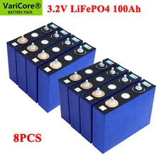 8pcs 3.2V 100Ah LiFePO4 battery pack Lithium iron phospha DIY 4S 12V 24V 300A Motorcycle Electric Car Solar Inverter batteries