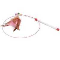 Interaktywna zabawka dla kota ze stali nierdzewnej zabawny piórko ptak z dzwonkiem molowy kij dla kotka gra Teaser różdżki zabawki artykuły dla kotów 2