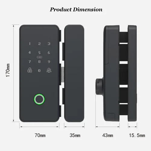 유리 문짝 나무 문짝 스마트 잠금, TTLOCK 앱, 투야 스마트 생체 지문 잠금, 전자 문짝 잠금, 디지털 잠금 4