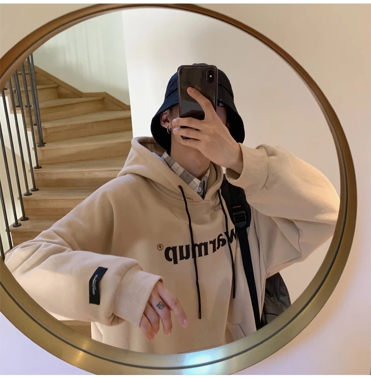Liketkit, зимние толстовки с капюшоном для мужчин, с буквенным принтом, большие размеры, флисовый теплый пуловер с капюшоном, простой стиль, свободная уличная одежда, 10 цветов