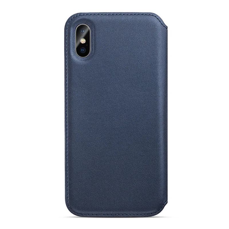 Copy Official Original Leather Folio Protective Case for iPhone X XS Max Flip Wallet Cover for iphone X XS Card Slot Case - Color: Dark Blue