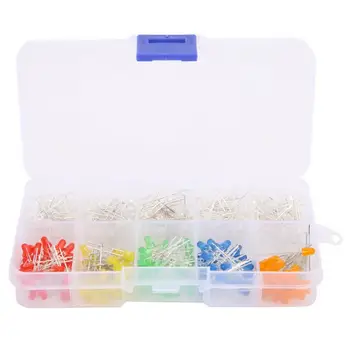 

300Pcs Diode 6 Color LED Light Small Luminous In-Line Lamp Beads Light Emitting Diodes Set Box
