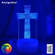 

The Holy Bible Psalm Poem Christian Cross Led Night Light for Church Decor Gift for Christians Bedroom Table Lamp Cross Jesus