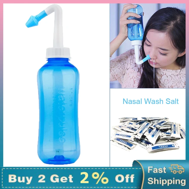 Limpiador de lavado Nasal para adultos y niños, 300ml, 500ml, Protector de  nariz, olla Neti, evita rinitis alérgica, sal de lavado Nasal - AliExpress