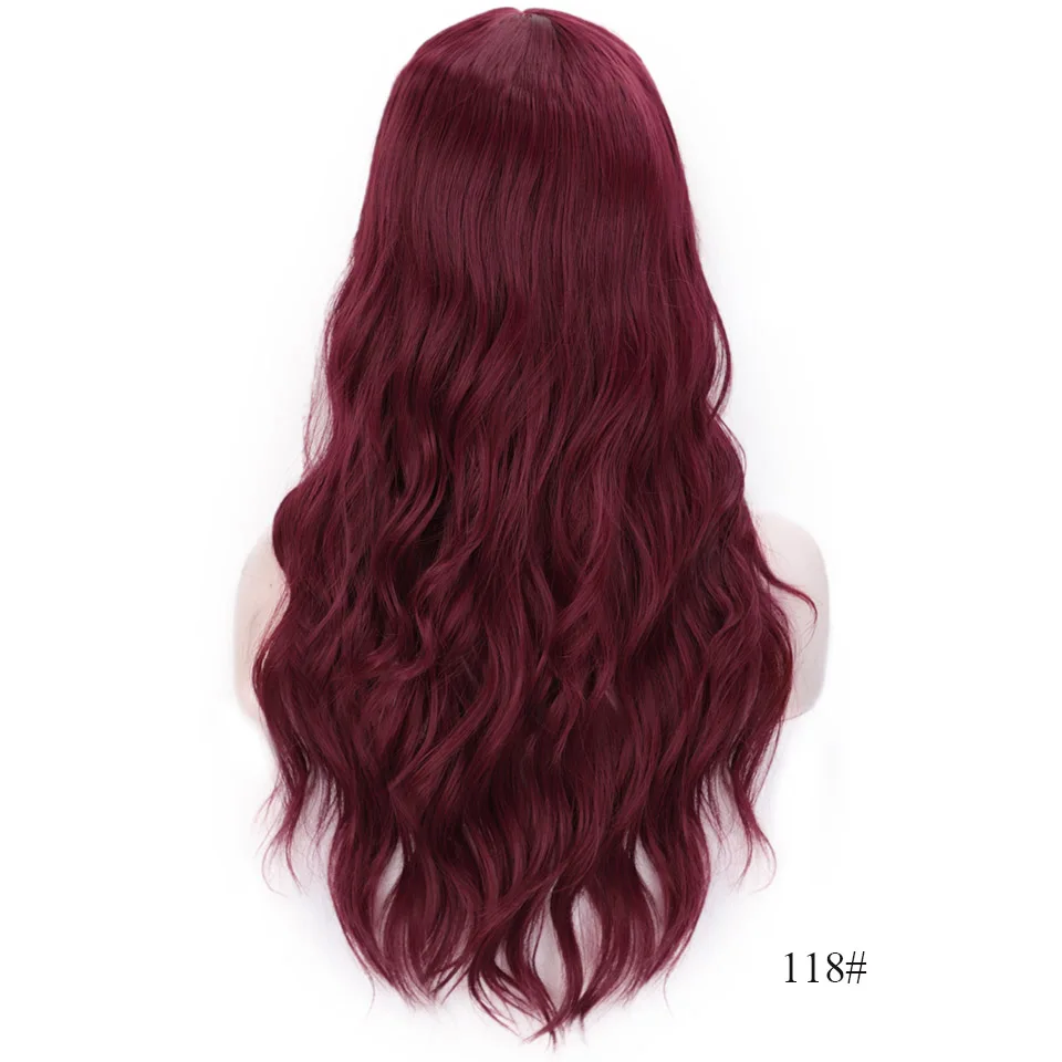 AISI QUEENS, Длинные Синтетические парики для женщин, косплей, парики с челкой, коричневый, серый, волна воды, натуральные волосы, средний размер, синтетический парик - Цвет: 118