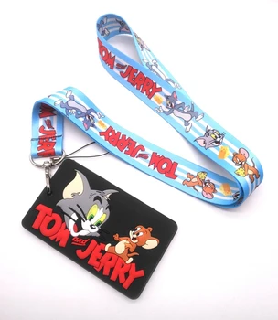 

More style 1 pcs cat mouse card Badge Lanyard for Keys Mobile Phone Neck Straps Cartoon Keychains Lo