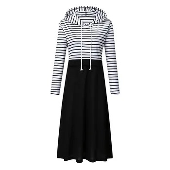 

Maternity Dresses Pregnancy Dess Long Sleeve Striped Nursing Dress For Breastfeeding With Hooded одежда для беременных Z4