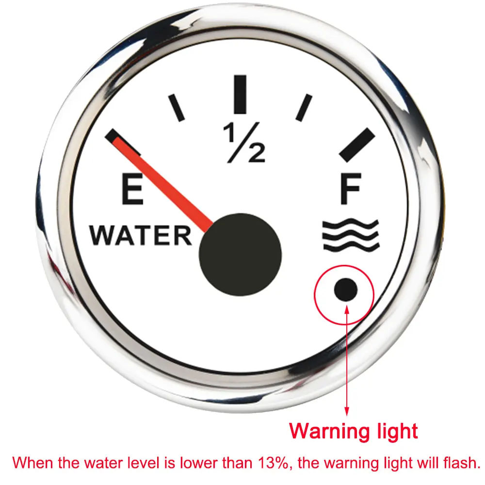 52mm Waterproof Water Level Gauge fit 0-190ohm 240~33ohm Water Sender Unit Sensor Digital Indicator for Boat Car Motorcycle Auto