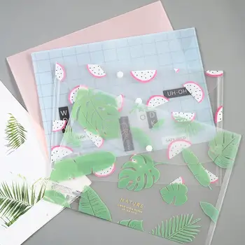 

1 Pcs Office Fruit Pitaya Plant Papers Student Supply Storage A4 Transparent PVC File Bag Folder
