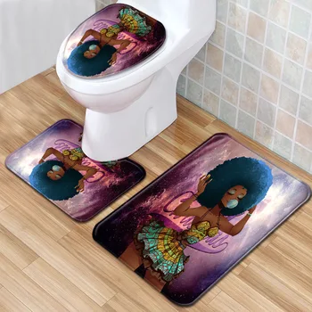 

African Women's Bathroom Mat Three-Piece Bathroom Carpet Toilet Mat Set Door Mat Bathroom Non-Slip Mat Spot