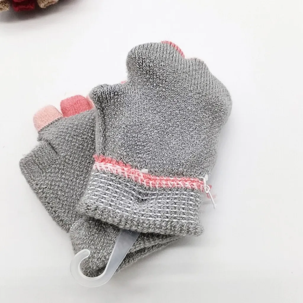 ARLONEET теплые вязаные вещи для зимы для маленьких мальчиков и девочек, варежки, перчатки, откидной верх, перчатки без пальцев CS13