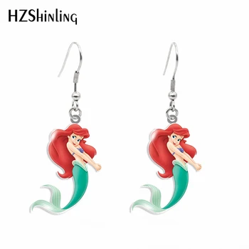 

New Arrival Acrylic Hook Earrings The Little Mermaid Princess Cute Hook Earrings resin Epoxy
