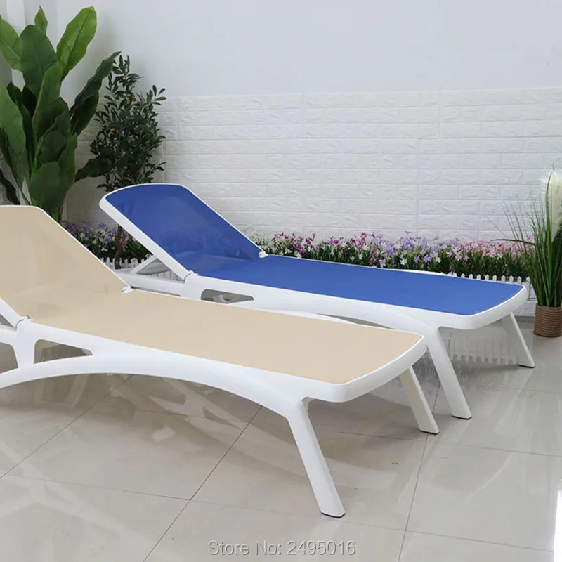 Plastic fiber glass  lounger cover in breathable fabric(replaceable)  beach chair stackable rust-proof and UV-proof easy to move