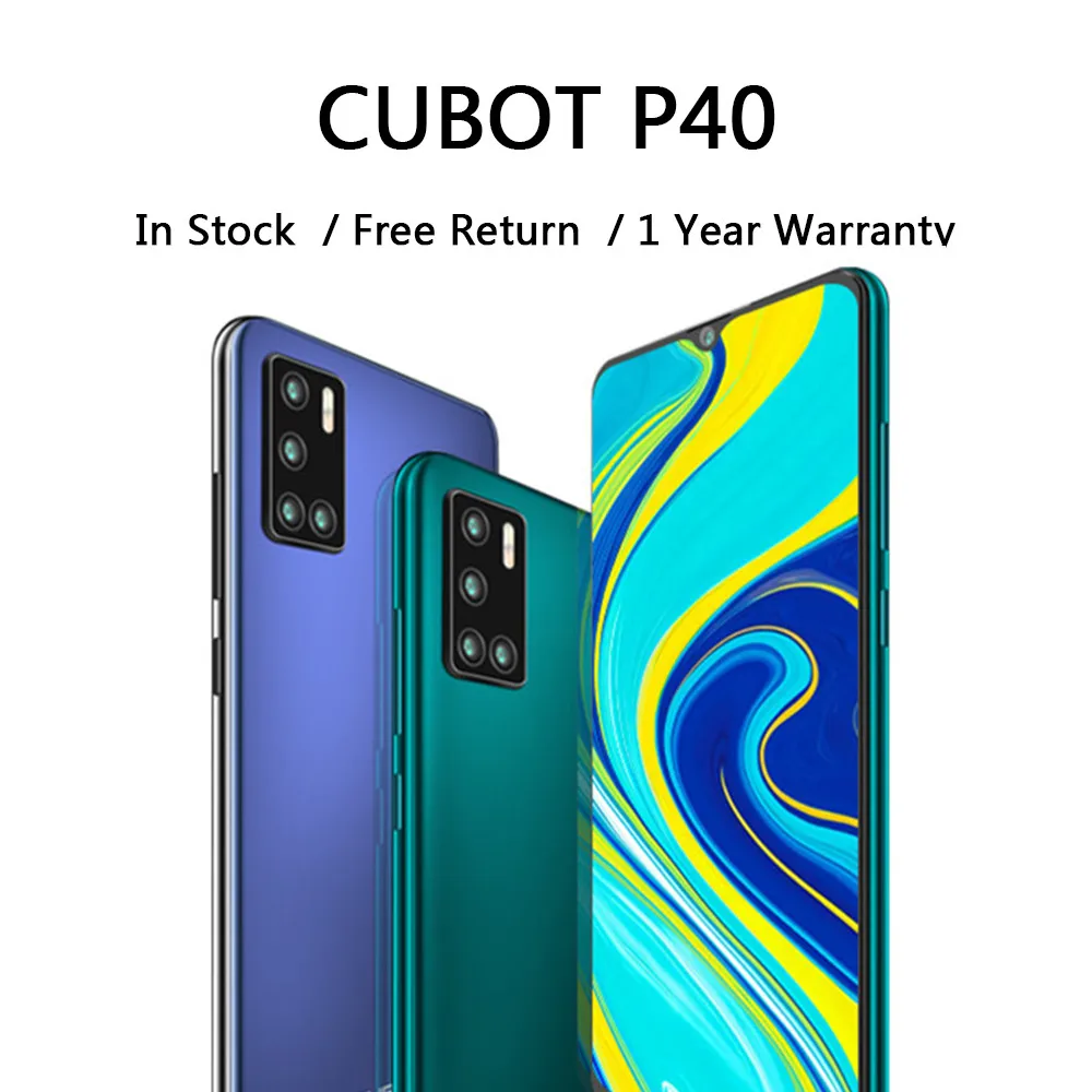 Cubot-teléfono inteligente P40, teléfono móvil con cámara cuádruple trasera, cámara Selfie de 20MP, batería de 4200mAh, NFC, 4GB RAM, 128GB rom, pantalla de 6,2 pulgadas, Android 10, Tarjeta SIM Dual, 4G LTE
