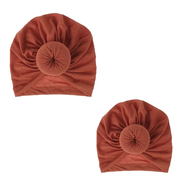 Fashion Mommy and Baby Cotton Round Ball Flower Hat Women Caps Girls Newborn Turban Knot Kids Adult Headwear Hair Accessories 2pcsmom and baby