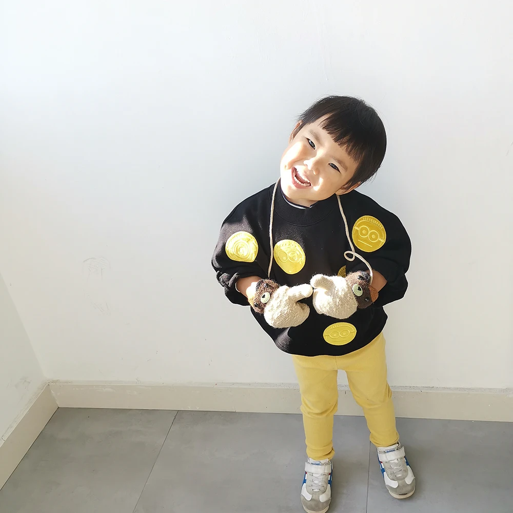 new products listed winter mittens for children cute little bear wool ball knitting plush inside