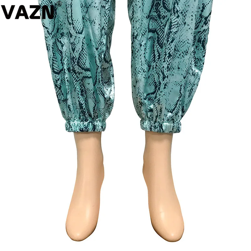 VAZN, шикарный товар, сексуальный женский комбинезон, 4 цвета, длинный комбинезон с длинным рукавом на молнии, штаны-фонарики, комбинезон, Змеиный повседневный комбинезон