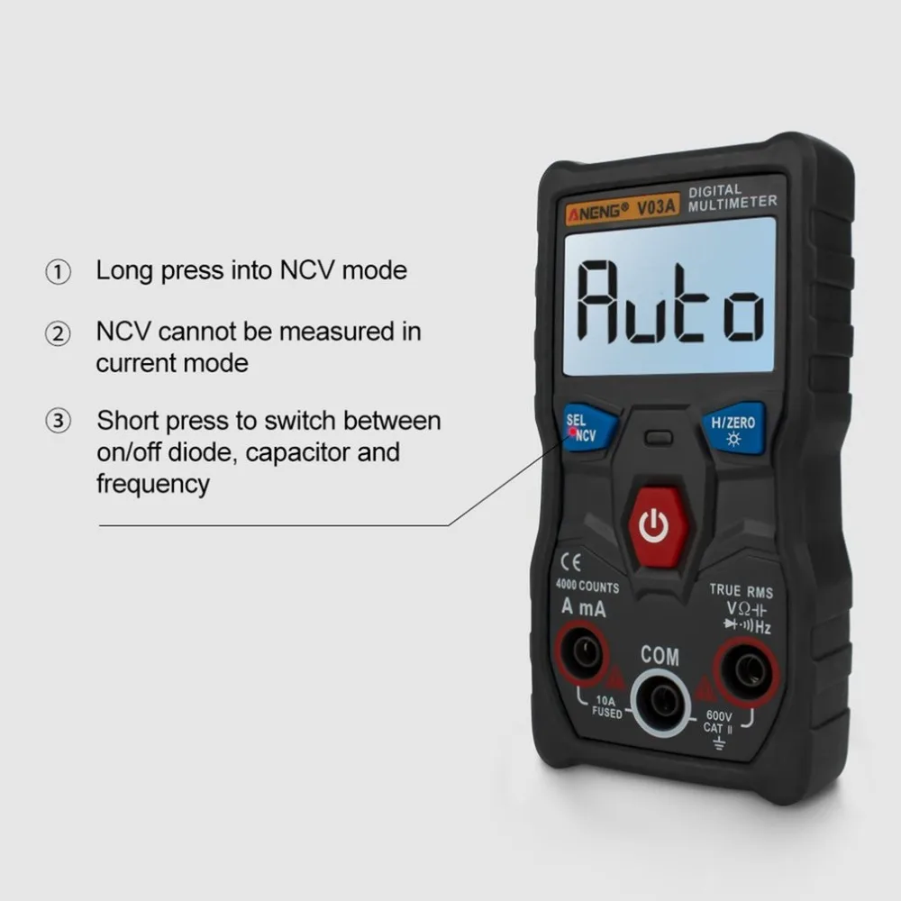 Aneng V03A мультиметр для передачи данных Ncv цифровой ЖК-дисплей Вольтметр переменного/постоянного тока Автоматический диапазон диодное Сопротивление Частота Емкость тестер