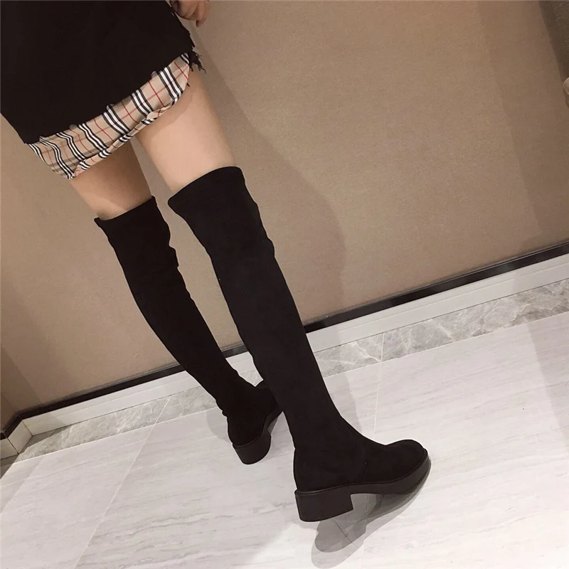 fabric knee high boots