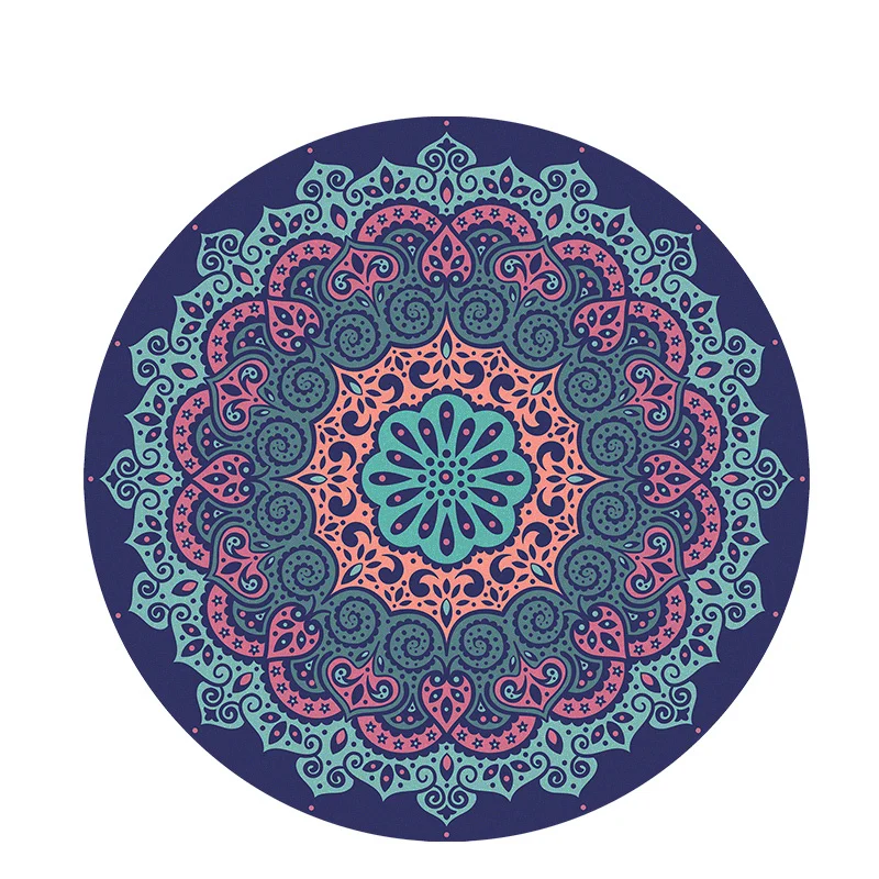 

Printing Round Floor Mat tapetes Datura Meditation Cushion Rug Yoga Mat Pilates Carpet Natural Rubber Velvet