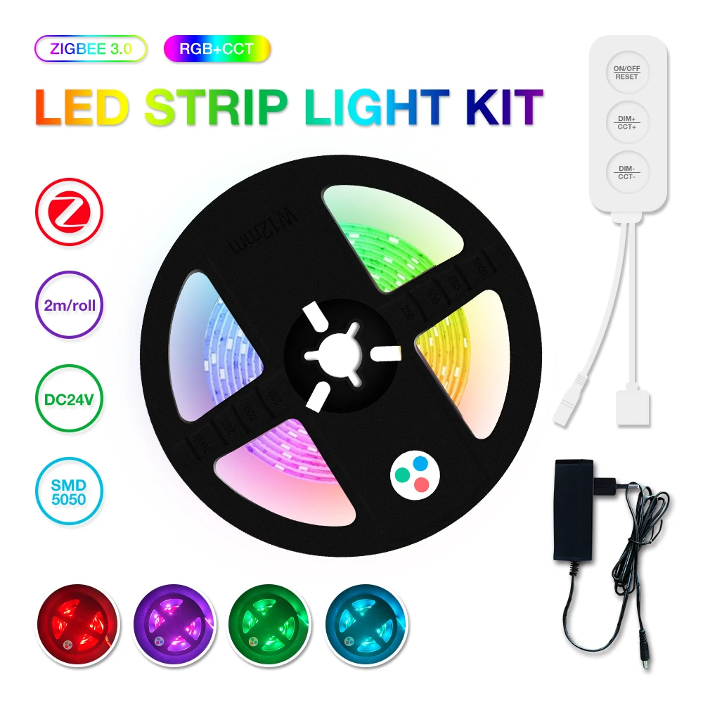 Gledopto Zigbee 3.0 RGBCCT Light Strip Kit DC12V Mini Three Key LED Controller With Power Supply For Indoor Decoration Kitchen | Освещение