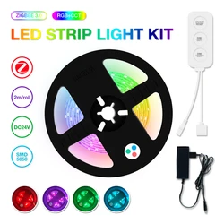 Gledopto Zigbee 3.0 RGBCCT Light Strip Kit DC12V Mini Three Key LED Controller With Power Supply For Indoor Decoration Kitchen