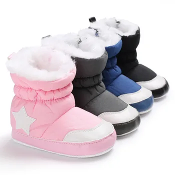 

2019 Winter Warm First Walkers Baby Ankle Snow Boots Infant Crochet Knit Fleece Baby Shoes For Boys Girls