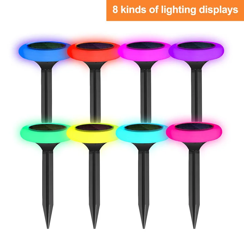 

2 PCS Solar Light Outdoor Solar Garden Lights Colorful Lighting Sensor Night Lights Waterproof Landscape Floor Lamps For Yard