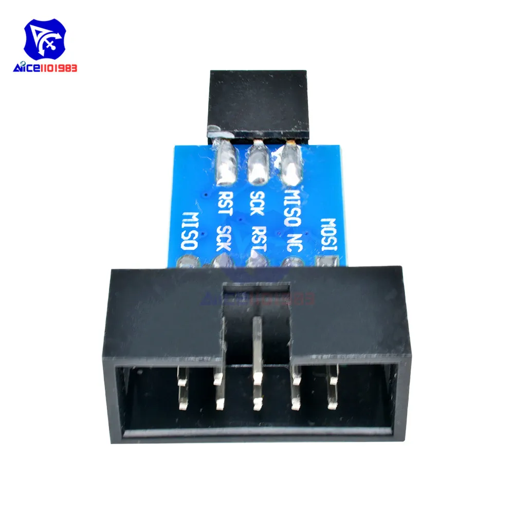 10 Pin до 6 Pin плата адаптера USBASP USBISP AVR программист USB ATMEGA8 ATMEGA128 ATtiny/CAN/PWM 10Pin модуль провода с кабелем