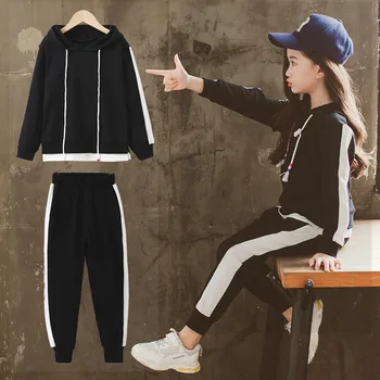

Teen Girls Clothes Sets Fashion Children Sports Suit 8 10 Years Kids Clothing Girls Hooded Sweatshirt+Pants 2pcs Autumn Outfits