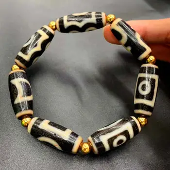 

Tibetan Agate DZI High Quality Heaven&Earth 2/3 Eyes Aquarius Totem Pattern Bead Bracelet men&women jewelry Free Shipping