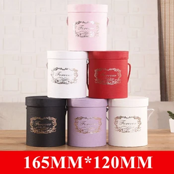 

New Round Flower Paper Boxes Lid Hug Florist Flower Bucket Gift Packaging Box Gift Candy Bar Party Wedding gift Storage Boxes