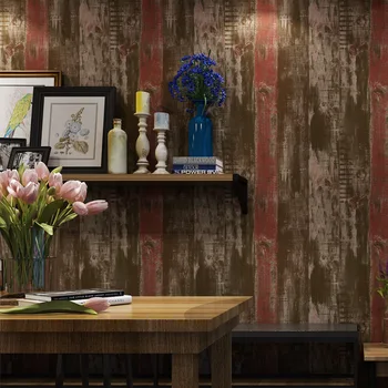 

Nordic Non-woven Farbic Wallpaper Antique Wood Grain Wall Paper Roll Livingroom Decor Antique Wallpaper Self-adhesive Sticker