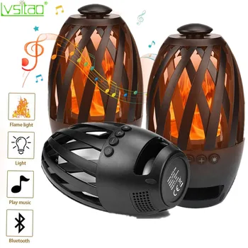 

Flame Lamp V4.2 Bluetooth Speaker Portable flame flicker Atmosphere Lamp Wireless Card Audio desk stereo lamp creative gifts
