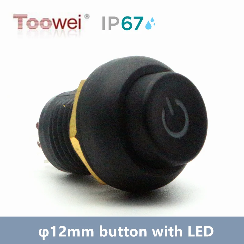 

Toowei A4126 Series Water proof push button switch/ φ12mm/Momentary/lock/IP67 CE FC RoHS/With DC 3V Red LED lighter