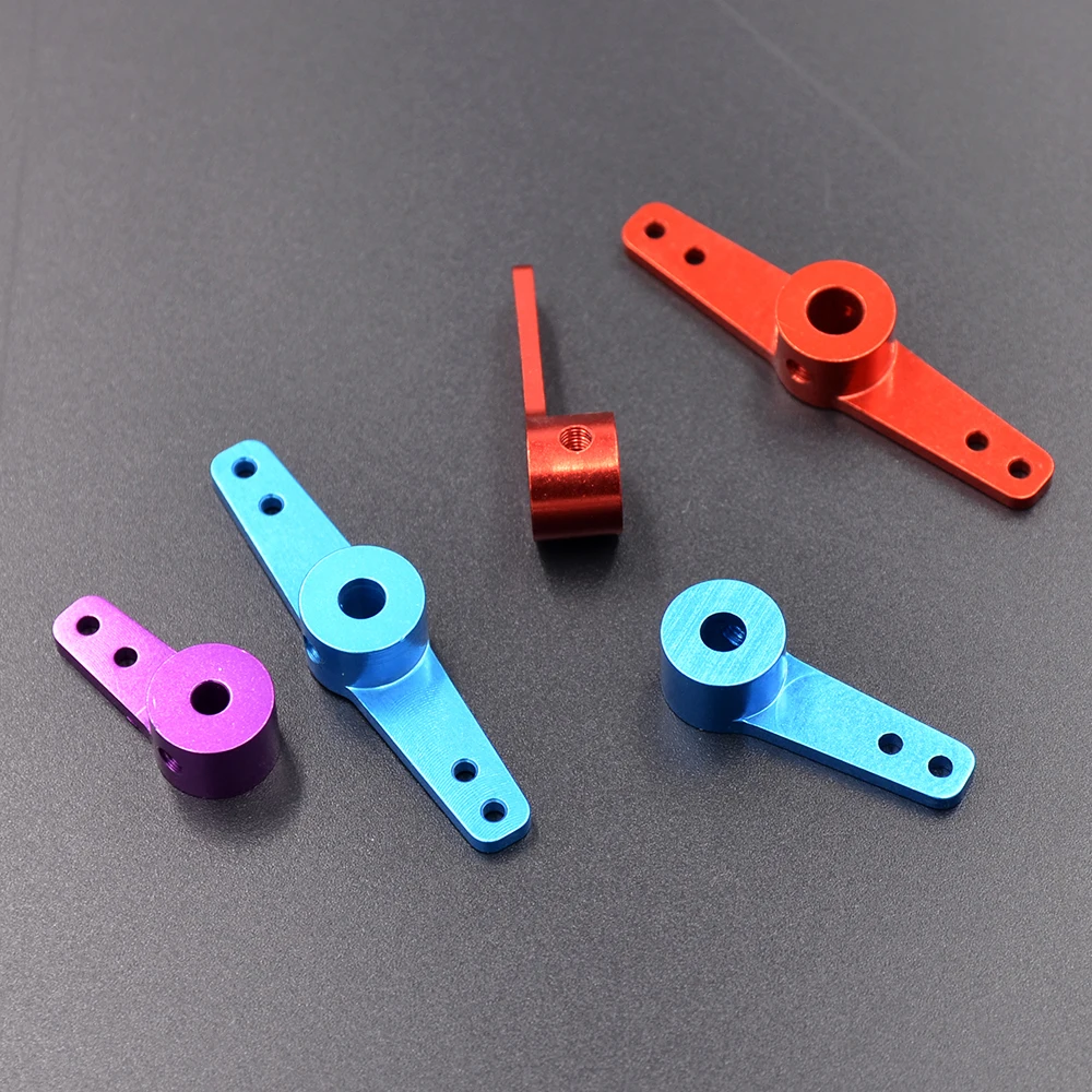 Color: 4mm Dual Blue Part & Accessories Rc Car/Boat Metal Steering Arm Aluminum Alloy Colorful Single/Dual Arm 3mm 4mm 5mm RC Model Boat Servo Roker Arms Rudder Parts 