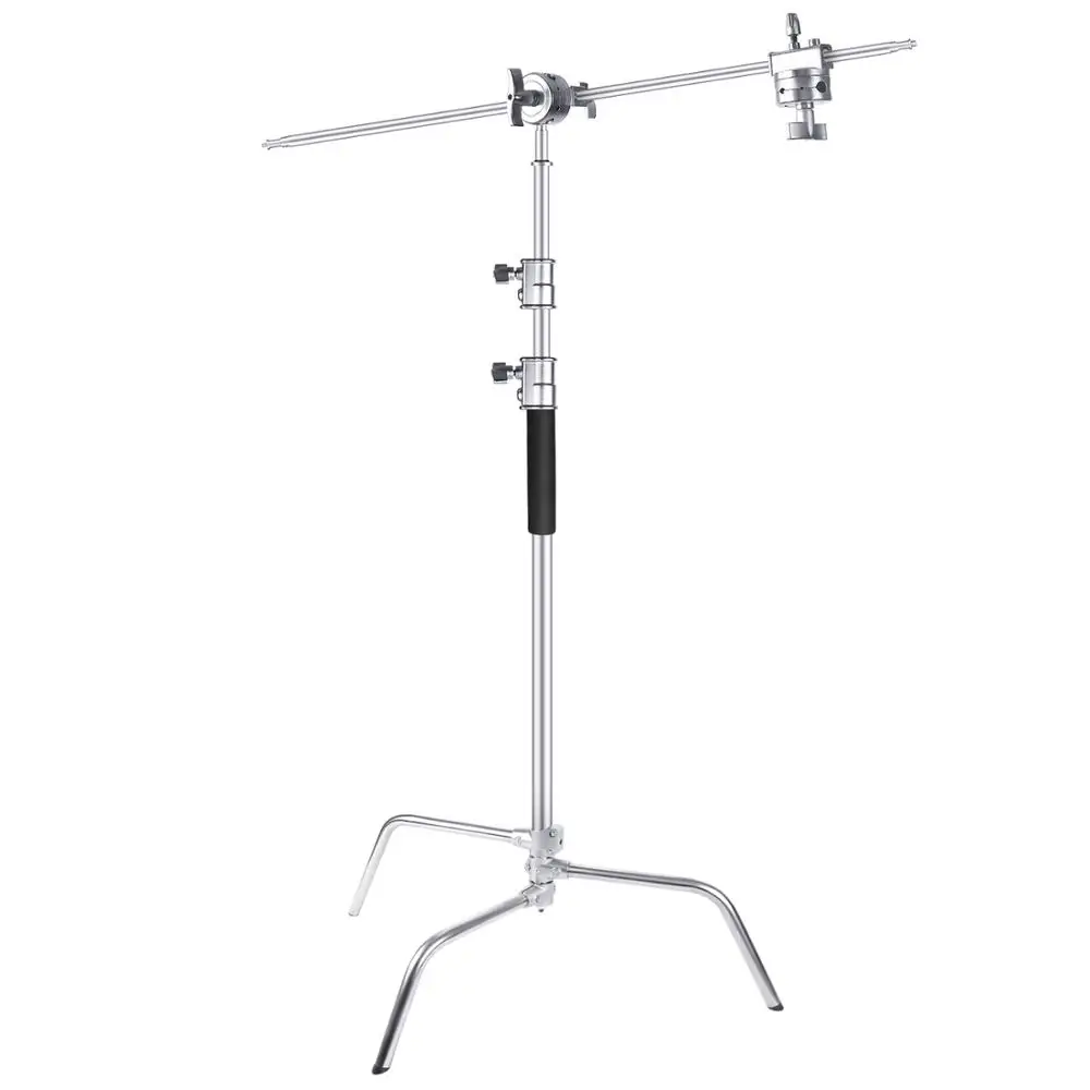Neewer Heavy Duty Stainless Steel C-Stand with Hold Arm and Grip Head 149-309cm Stand One Adjustable Leg for Photography |