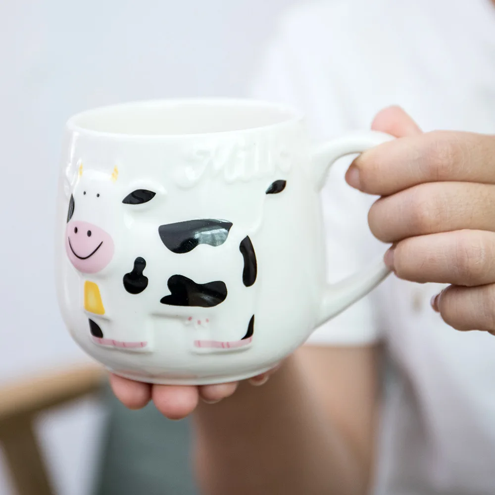 Creative Cartoon Cow Porcelain Coffee Cup Mug Beautiful Tea Ceramic Kawaii Milk Animal Funny Mugs Cups | Дом и сад