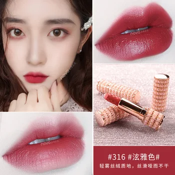

Novo diamond glitter lipstick 5D carved lip cream waterproof long lasting sexy red nude brown moisture matte lipstick BN178