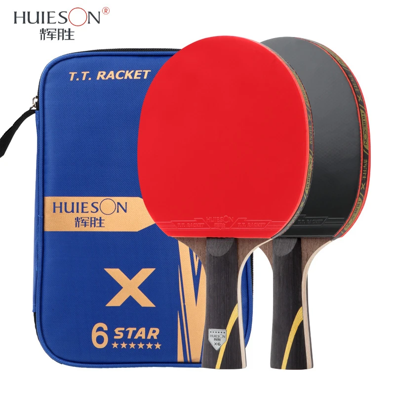 HUIESON, 6 звезд, 2 шт., новая модернизированная углеродная ракетка для настольного тенниса, набор, супер мощная ракетка для пинг-понга, летучая