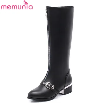 

MEMUNIA 2020 new arrival knee high boots women zipper buckle low heels casual shoes fashion simple autumn winter boots woman